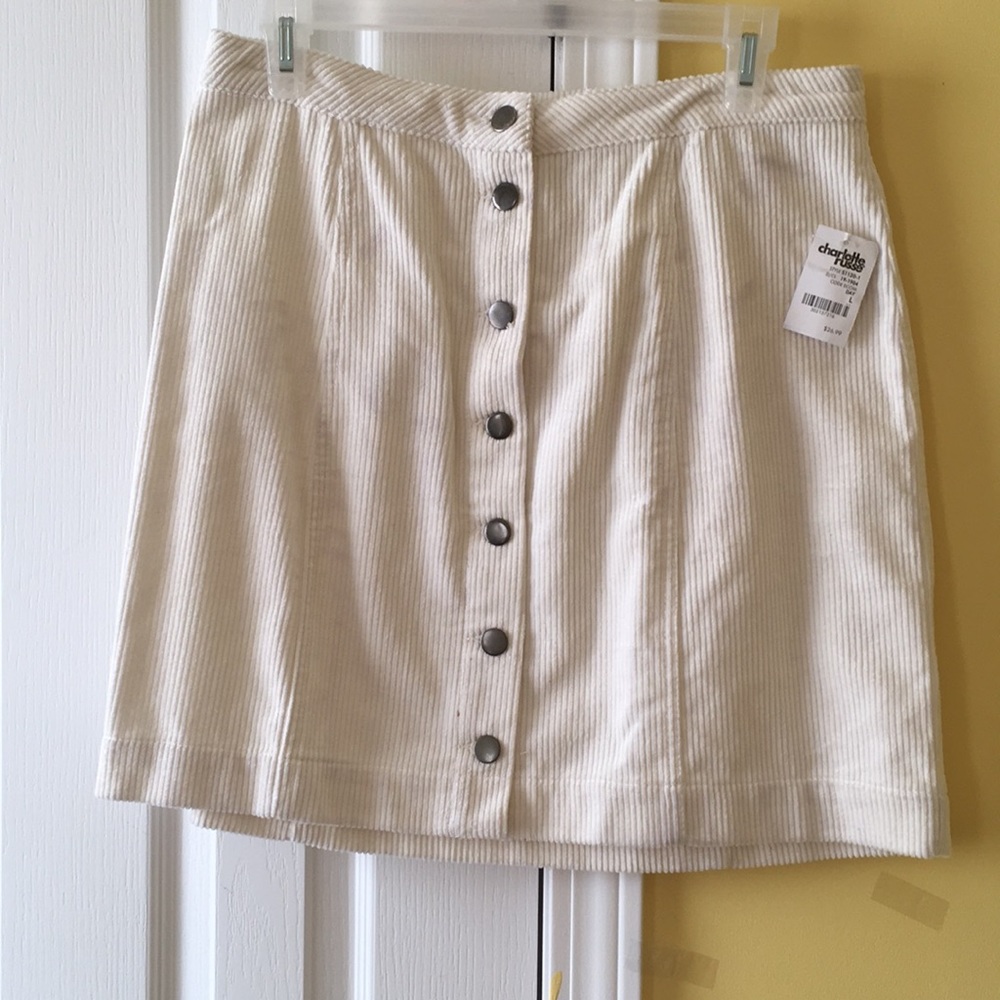 Button corduroy mini skirt